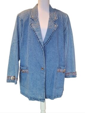 Vintage Hunters Run Western Embellished Denim Blazer Jacket